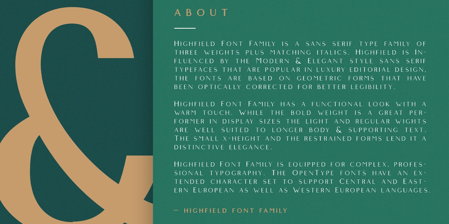 Przykład czcionki Highfield Thin Italic